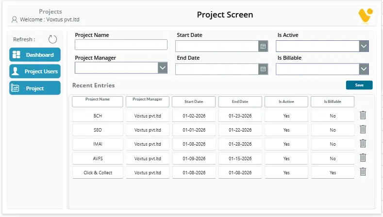 Project Screen
